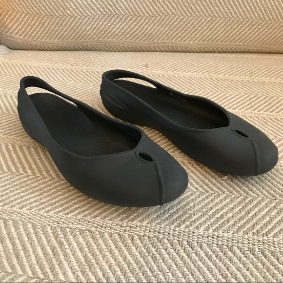 Navy Blue Crocs Flats with Straps - Picture 3 of 5